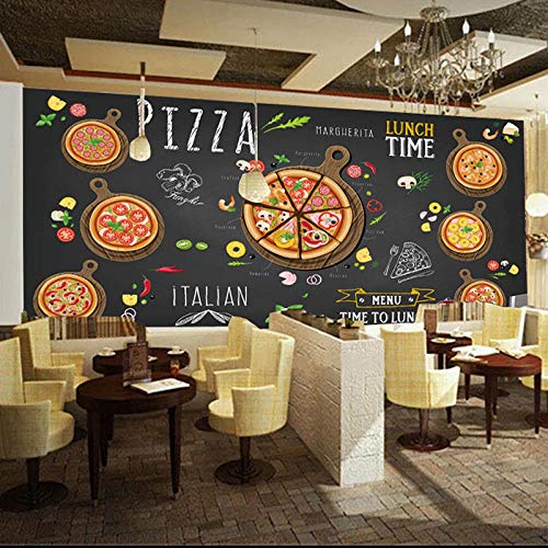 YIERLIFE 3D Wandbilder Selbstklebend Kinderzimmer - Pizzeria Hand gezeichnete abstrakte Pizza - Benutzerdefinierte 3D-Wandbild Tapete Vliestapete Wohnzimmer Tv Rückwand Bettwäsche Zimmer 3D - Fototape von YIERLIFE