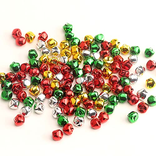 YIEUR 200 Stück Glöckchen Weihnachten bunt, 10mm Schellen Glocken Gold Weihnachtsbaumschmuck Metall Jingle Bells Weihnachten Geschenk Deko DIY Chrismas Decorations(bunt-10mm) von YIEUR