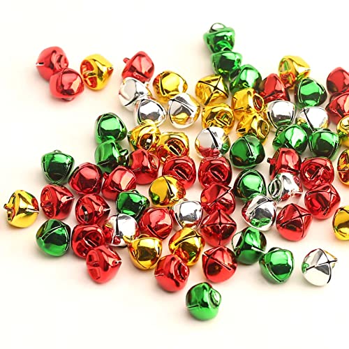 YIEUR 200 Stück Glöckchen Weihnachten bunt, 12mm Schellen Glocken Gold Weihnachtsbaumschmuck Metall Jingle Bells Weihnachten Geschenk Deko DIY Chrismas Decorations(bunt-12mm) von YIEUR