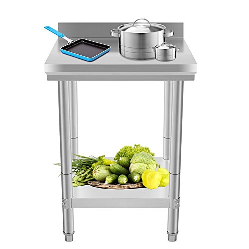 Arbeitstisch für die Küche, Edelstahl, Zubereitungstisch, verstellbare Füße für Küche, Restaurant, 61 x 61 x 90 cm von YIFAA