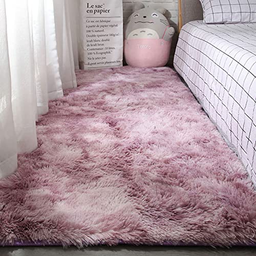 YIFANDU Teppich Wohnzimmer 60x200cm 100% Polyester Anti-Rutsch Flauschig Schaffell Teppich Einfach zu Säubern für Wohnzimmer, Esszimmer, Kinderzimmer, Schlafzimmer, Pink Lila von YIFANDU