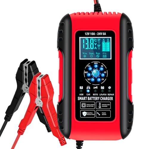 YIFASITE 10A Autobatterie Ladegerät, 12V/24V Lifepo4 Smart Vollautomatische Ladegeräte für Autobatterien KFZ Batterieladegerät mit LCD-Bildschirm für Auto LKW Motorrad Rasenmäher Boot YIFASITE 10A Autobatterie Ladegerät, 12V/24V Lifepo4 Smart Vollautomatische Ladegeräte für Autobatterien KFZ Batterieladegerät mit LCD-Bildschirm für Auto LKW Motorrad Rasenmäher Boot von YIFASITE