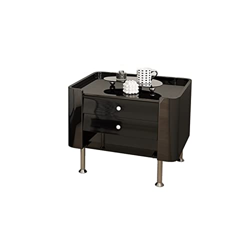 YIFEI2013-SHOP Nachttisch Bedroom Bedside Table Simple with Drawer Bedside Table Tempered Glass Panel Small Cabinet Metal Legs Home Bedside Table Nachttisch Schlafzimmer (Color : A) von YIFEI2013-SHOP