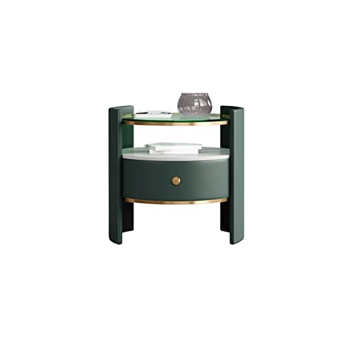 YIFEI2013-SHOP Nachttisch Schlafzimmer Schlafzimmer Leder Bett Glas Runde tragbare Trennwand Aufbewahrungsbox Schublade Lagerung Nachttisch Schlafzimmer (Color : A) von YIFEI2013-SHOP