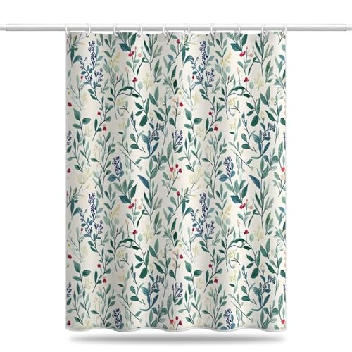 Duschvorhang 100x200 cm, Duschvorhang Blütenblatt Anti-Schimmel Wasserdicht Shower Curtains mit Gewicht, Duschvorhänge Pflanze Waschbar Polyester Stoff Bad Vorhäng mit Duschvorhangringe (LB924) von YIFEIYANYFY