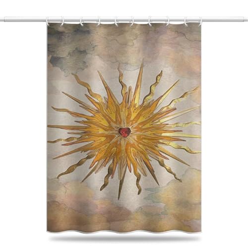 Duschvorhang 180x220 cm, Duschvorhang Retro Anti-Schimmel Wasserdicht Shower Curtains mit Gewicht, Duschvorhänge Boho Waschbar Polyester Stoff Bad Vorhäng mit Duschvorhangringe für Badewanne (LB940) von YIFEIYANYFY