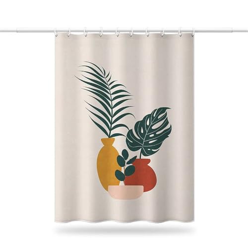 Duschvorhang 200x200 cm Boho Textil, Antischimmel Duschvorhänge aus Polyester Stoff, Vase Shower Curtain Wasserdicht und Schnell Trocknend, Duschvorhang Badewanne mit Haken, Beschwerter Saum (LB937) von YIFEIYANYFY