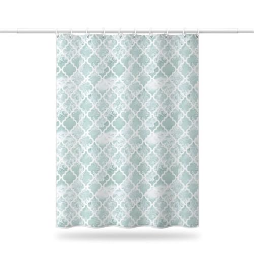 Duschvorhang 200x220 cm, Duschvorhang Grün Anti-Schimmel Wasserdicht Shower Curtains mit Gewicht, Duschvorhänge Geometrisch Waschbar Polyester Stoff Bad Vorhäng mit Duschvorhangringe (LB464) von YIFEIYANYFY