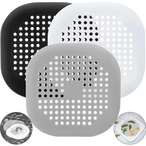 Abflusssieb Silikon,3 Stück Bflusssieb Dusche,Drain ProtectorAbfluss Sieb Sink Strainer Duschabfluss-Filter Duschablauf Haarsieb für Badzimmer Badewanne Küche Waschbecken 14 * 14cm von YIFLorine TANG