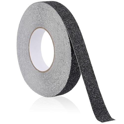 Antirutsch Klebeband,2.5cm x 10M Antirutschband Selbstklebend PEVA Rutschfester Reibung Antirutsch Streifen Schwarz mit Selbstklebend für Badezimmer,Treppen,Poolrand,Skateboard von YIFLorine TANG
