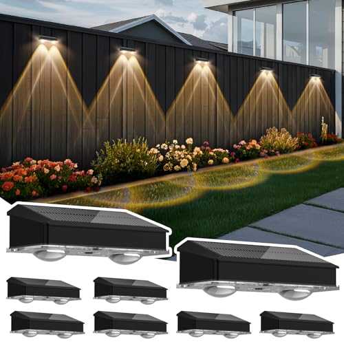 YIFMOO Solarlampen für Außen, 8 Stück Wasserdicht Solar Wandleuchte Aussen, Solarleuchten für Außen Garten mit 4 Modus-Warmweiß/Kaltweiß/2 RGB Modi, LED Gartenleuchten für Terrasse Wand Treppen Zäune von YIFMOO