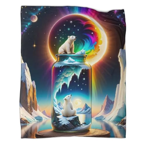 Eisbär Fleecedecke Wohndecke 3D Druck Animal Art Couchdecke Sofadecke Flauschig Warm Weichen Flauschig Kuscheldecke Bett Decken Tagesdecke for Erwachsene Kinder 60x80inch(150x200cm) von YIGEBAG