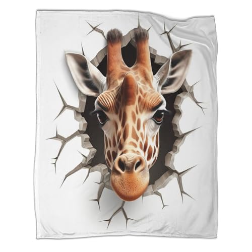 Niedliche Giraffe 3D Druck Tierkunst Decke Sofadecke Couchdecke Fleecedecke Weichen Flauschig Tagesdecke Bett Decken Flauschig Warm Kuscheldecke Für Mädchen Jungen 60x80inch(150x200cm) von YIGEBAG