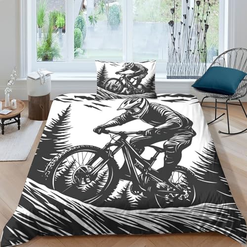 YIGEBAG Fahrrad Bettwäsche Animal Print 3D Bettwäsche Set Microfaser Bettbezug Und Kissenbezug It Reißverschluss Single（135x200cm） von YIGEBAG