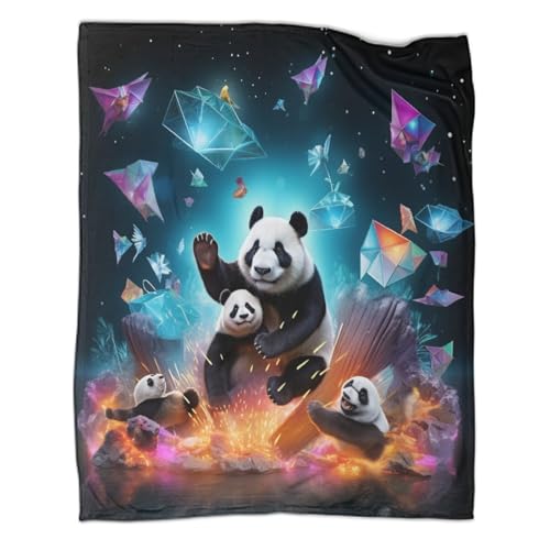 süßer Panda Wohndecken Fleecedecke 3D Druck Tierkunst Sofadecke Couchdecke Tagesdecke Kuscheldecke Bett Decken Weichen Flauschig Flauschig Warm for Erwachsene Kinder 60x80inch(150x200cm) von YIGEBAG