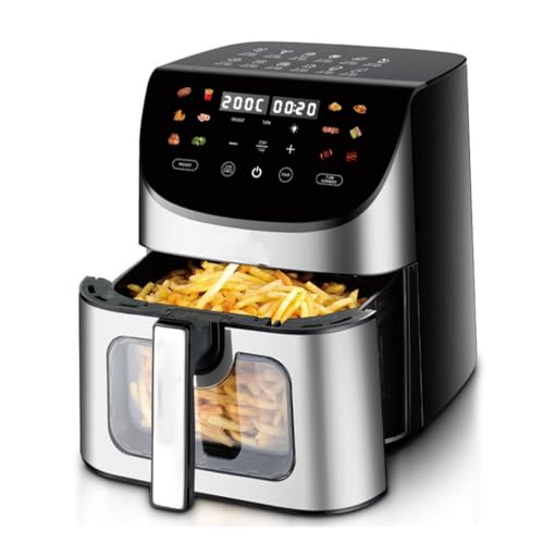 YIGECHENXIN Haushalts Küchengeräte Elektrische Luft Fritteuchter mit Blick auf Fenster Großer Luft Fritteuchter Digitaler Flugfryer für Hühnerflügel, Brot geeignet von YIGECHENXIN