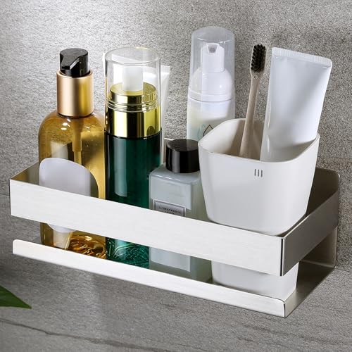 YIGII Duschablage Ohne Bohren – Selbstklebender Badezimmer Organizer aus Rostfreiem Edelstahl, Platzsparende Shampoo Halterung für Dusche mit Großer Kapazität, Silber YIGII Duschablage Ohne Bohren – Selbstklebender Badezimmer Organizer aus Rostfreiem Edelstahl, Platzsparende Shampoo Halterung für Dusche mit Großer Kapazität, Silber von YIGII