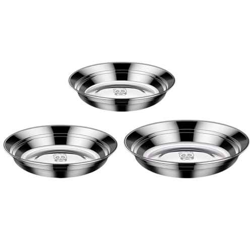 3 Pack 316 Edelstahl Geschirrteller Für Familienmahlzeiten Vertiefte Runde Schale Hitzebeständiges Metall Geschirr Korrosions Widerstandsfähiger Tischwaren von YIGZYCN