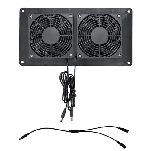Leistungsstarker 12 V Twin Lüfter Lüfter Mit Batteriekasten 1 Bis 2 Geteiltes Kabel Für Pet House Solar Panel Verbesserung Des Luftraums Für Haustierunterkünfte Leistungsstarker 12 V Twin Lüfter Lüfter Mit Batteriekasten 1 Bis 2 Geteiltes Kabel Für Pet House Solar Panel Verbesserung Des Luftraums Für Haustierunterkünfte von YIGZYCN