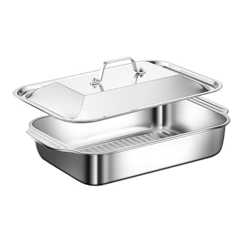 Quadratische Silbergegrillte Fischschale Spülmaschine Safe Square Serving Tablett Perfekt Für Familienessen Und Partys von YIGZYCN