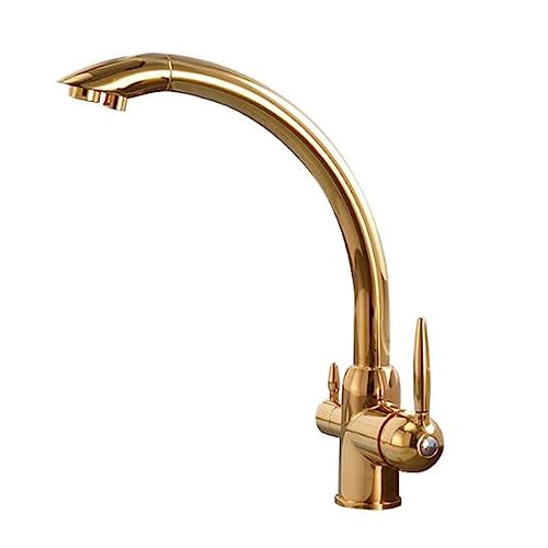 YIHANSS 3-Wege Küchenarmatur Messing 3 in 1 Schwenkküchenspüle Wasserhahn-Oat-Mell-Farbe von YIHANSS