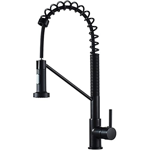 Küchenarmaturen mit Pull Down Spray Messing Mattes schwarzes Küchenspüle Werbung High Bogen 360 ° Drehscheibe Eingriff Heißer und kaltes Wasserküchenmischer Hahn von YIHANSS