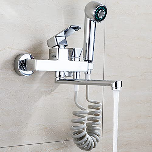 YIHANSS Küchenmischer Wasserhahn Wandmontage Küchenarmatur Chrom Wasserhahn mit Sprühpistole Messing Schwenkküchenspüle Taps-20 cm von YIHANSS