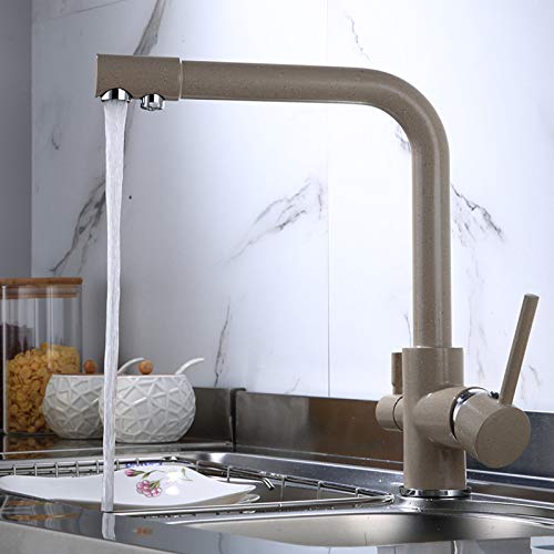 Küchenspüle Wasserhahn für Barfarmhaus, Filter-Küchenarmaturen, schwarzer Kupfer 360 Drehbeckenhahn, mit Wasserreinigungsfunktion, Küchenmischungshahn (gebürstetes Nickel, Schlauchgröße 1-2) von YIHANSS