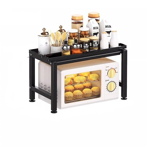Mikrowellen-Ofen-Rack Küchenregal, Microwave-Stand-Arbeitsplatten-Veranstalter mit abnehmbarem Tablett, abnehmbares Multifunktions-Mikrowellenregal, für die Lagerung des Küchenbades (Größe: 53 cm) () von YIHANSS