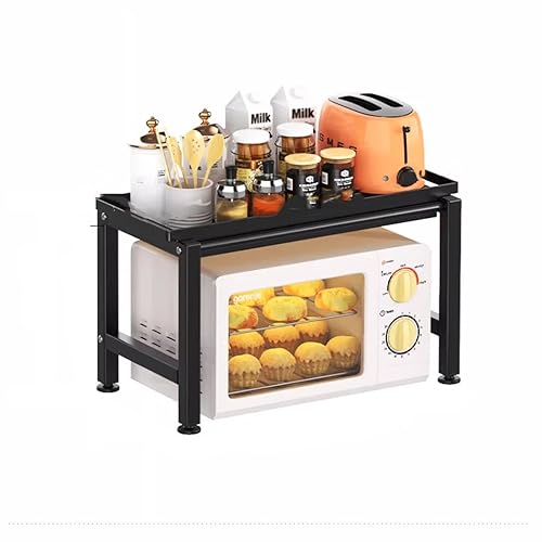 Mikrowellen-Ofen-Rack Küchenregal, Microwave-Stand-Arbeitsplatten-Veranstalter mit abnehmbarem Tablett, abnehmbares Multifunktions-Mikrowellenregal, für die Lagerung des Küchenbades (Größe: 53 cm) () von YIHANSS