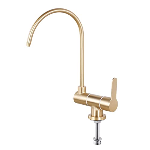 Wasserfilter Wasserhahn gebürstet goldener Küche Trinkwasser Wasserhahn nur kaltes Wasser Edelstahl Küchenarmatur-C-C von YIHANSS