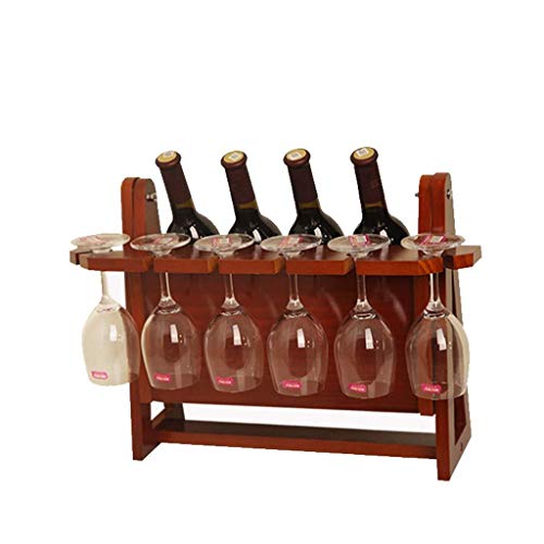 Weinregale und -halter, Holz-Weinregale, Arbeitsplatten-Weinflaschenhalter, stehendes Weinpräsentationsregal, Lagerregal, moderner Leiter-Weinständer, bis zu 4 Weinflaschen und 6 Glasbecherflaschen, von YIHANSS