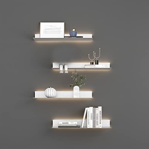YIHANSS Lichtemittierende Regale, schwebende Wandregale mit LED-Licht, Wandregal für Pflanzenregal oder Bücherregal (Farbe: Gold, Größe: 100 x 20 cm) von YIHANSS