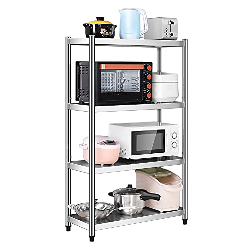 YIHANSS Mikrowellen -Ofen -Rack, Heavy Duty 4 -Stufe Edelstahl -Lagerbäckerregal, für Küchenbadezimmer, 100 kg Ladung/Silber / 100 cm (Silber 80 cm) von YIHANSS