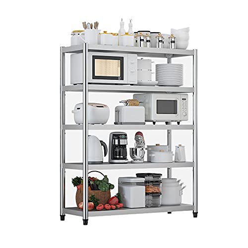 YIHANSS Regalspeicher, 5 -stufige Edelstahl -Regalregale, Hochleistungsregale für Mikrowellenofen Küchenbadezimmer Schlafzimmer/Silber / 60 cm (Silber 120 cm) von YIHANSS