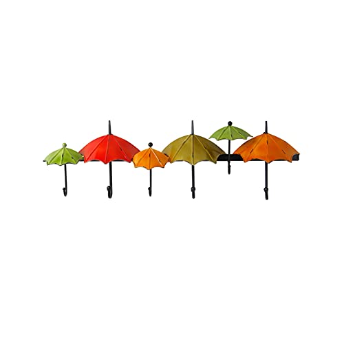 YIHANSS Regenschirmförmiger Kleiderhaken, Wandgarderobe, amerikanischer Landhaus-Kleiderbügel, Dekoration, zum Aufhängen von Schlüsseln, Mantel, Handtuch, Wandbehang, Reihenhaken (6 Haken), moderne von YIHANSS