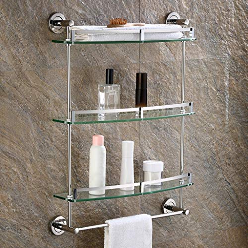 YIHANSS Temperiertes Glasregal -Badezimmerregal mit Handtuchstange und Schienenwand aus Edelstahl gebürstet 30 x 8x67 cm 40x8x67cm 50 x 8x67cm (Größe: 50 * 8 * 67 cm) (30 * 8 * 67 cm) von YIHANSS