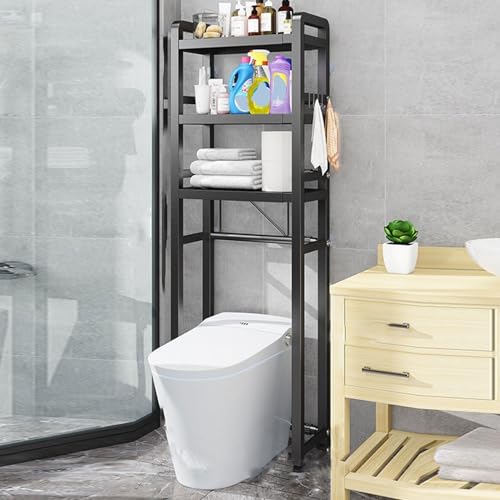YIHANSS Über dem Toilettenablagerungseinheit Badezimmerlagerregal, Bambus Over-The-Toilett-Organizer-Rack, Sparer mit 3-stufigen verstellbaren Regalen EIN einziehbares Badezimmerregal (weiß 1 Stufe) von YIHANSS