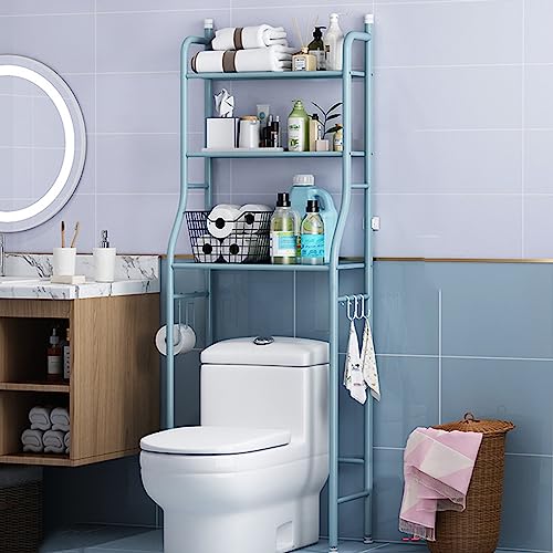 YIHANSS Über dem Toilettenlagerständer - 3 -stufiges Metallregal mit Toilettenpapierhalter und Haken | Raumsparende Badezimmer Organizer - freistehende Aufbewahrungseinheit von YIHANSS