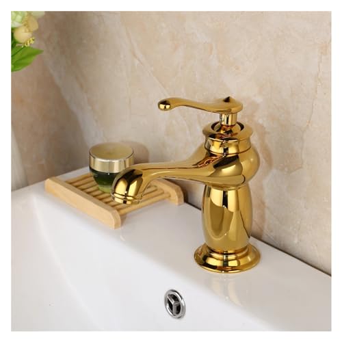YIHANWUU Goldfarbener Waschtischhahn, Hochwertiger Mischhahn Aus Messing Mit Keramikkartusche, Elegantesd-Finish Für Badezimmer- Und Küchenspüle, Langlebiger Und Stilvoller Wasserhahn YIHANWUU Goldfarbener Waschtischhahn, Hochwertiger Mischhahn Aus Messing Mit Keramikkartusche, Elegantesd-Finish Für Badezimmer- Und Küchenspüle, Langlebiger Und Stilvoller Wasserhahn von YIHANWUU
