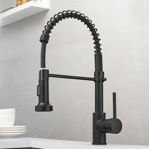 YIHANWUU Mattschwarzer Ausziehbarer Küchenhahn Mit Verchromter Doppelbrause Aus Messing, Mischbatterie Für Die Küchenspüle, Modernes Design, Langlebig, Stilvolles Home-Upgrade YIHANWUU Mattschwarzer Ausziehbarer Küchenhahn Mit Verchromter Doppelbrause Aus Messing, Mischbatterie Für Die Küchenspüle, Modernes Design, Langlebig, Stilvolles Home-Upgrade von YIHANWUU