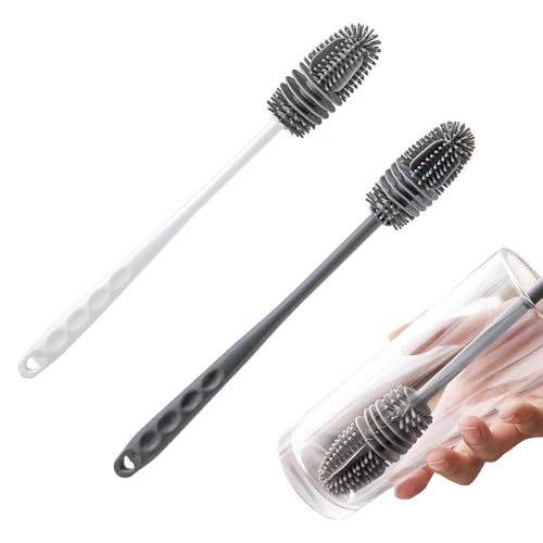 YIHAOH 2 Stück Flaschenbürste Silikon, Flaschenreiniger Bürste mit Langem Griff, Körnige Flaschenbürsten für Flaschen mit Langem Durchmesser, Glasflaschen mit Engem Mund, Flaschen aus Rostfreiem Stahl YIHAOH 2 Stück Flaschenbürste Silikon, Flaschenreiniger Bürste mit Langem Griff, Körnige Flaschenbürsten für Flaschen mit Langem Durchmesser, Glasflaschen mit Engem Mund, Flaschen aus Rostfreiem Stahl von YIHAOH