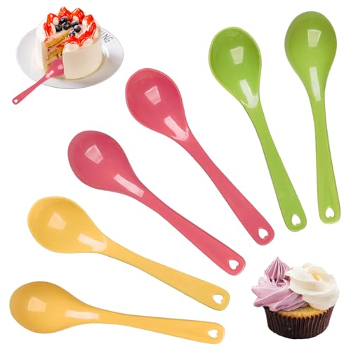 YIHAOH 24 Stück Eierlöffel, Bunte Joghurtlöffel, Kleine Löffel Aus PP Material, mit Aufhängeloch Design, Leicht zu Reinigen, Geeignet für Desserts, Getränke von YIHAOH