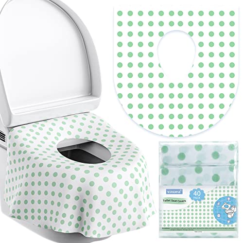 YIHATA 40 Stück Einweg Toilettenauflage Toilette Auflage Toiletten Sitzbezug für Kinder und Erwachsene Universal Töpfchentraining Toilette Töpfchentraining Liners Reisezubehör, einzeln verpackt Grün von YIHATA