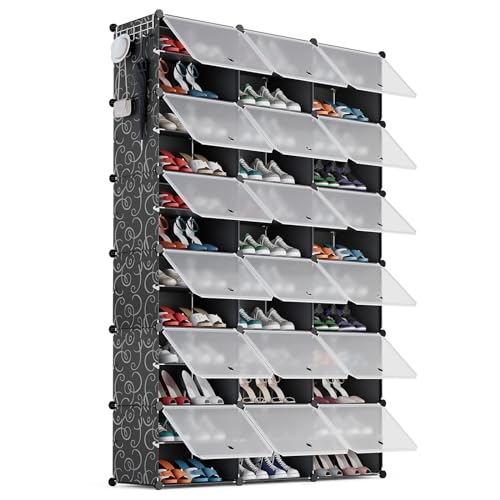 YIHATA Schuhregal für 72 Paar Schuhe Schuhschrank mit 3 x 12 Stufiger, Schmal, Staubdichter Kunststoff Schuhregale für Flur Schlafzimmer Eingang, mit Türen 30 x 40 x 30 cm pro Fach, Schwarz YIHATA Schuhregal für 72 Paar Schuhe Schuhschrank mit 3 x 12 Stufiger, Schmal, Staubdichter Kunststoff Schuhregale für Flur Schlafzimmer Eingang, mit Türen 30 x 40 x 30 cm pro Fach, Schwarz von YIHATA