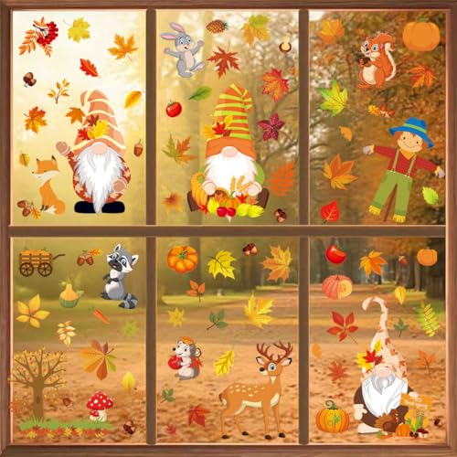 YIHELU Fensterbilder Herbst selbstklebend, Herbstdeko Fenster Aufkleber doppelseitig Fensteraufkleber, Wiederverwendbare ohne Kleber Fensterdeko für Thanksgiving Fenster Deko YIHELU Fensterbilder Herbst selbstklebend, Herbstdeko Fenster Aufkleber doppelseitig Fensteraufkleber, Wiederverwendbare ohne Kleber Fensterdeko für Thanksgiving Fenster Deko von YIHELU