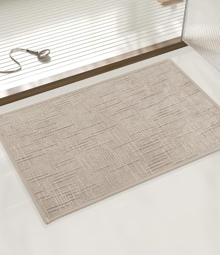 YIHOUSE Badezimmerteppich, rutschfest, schnell trocknend, Badematte für Badezimmer, dünne Badteppiche, saugfähig, passend unter Tür, maschinenwaschbar, niedriger Flor für Waschbecken, Dusche, Beige YIHOUSE Badezimmerteppich, rutschfest, schnell trocknend, Badematte für Badezimmer, dünne Badteppiche, saugfähig, passend unter Tür, maschinenwaschbar, niedriger Flor für Waschbecken, Dusche, Beige von YIHOUSE