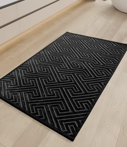 YIHOUSE Badezimmerteppich, ultradünn, rutschfest, klein, schnell trocknend, saugfähig, Badematte für Badezimmerboden, Schwarz, 61 x 43 cm YIHOUSE Badezimmerteppich, ultradünn, rutschfest, klein, schnell trocknend, saugfähig, Badematte für Badezimmerboden, Schwarz, 61 x 43 cm von YIHOUSE