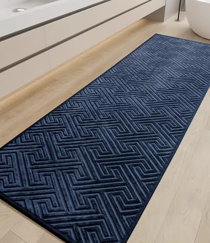 YIHOUSE Badezimmerteppich, ultradünn, rutschfest, schnell trocknend, saugfähig, Badematte für Badezimmer, 119,4 x 43,2 cm, Dunkelblau, 119,4 x 43,2 cm YIHOUSE Badezimmerteppich, ultradünn, rutschfest, schnell trocknend, saugfähig, Badematte für Badezimmer, 119,4 x 43,2 cm, Dunkelblau, 119,4 x 43,2 cm von YIHOUSE