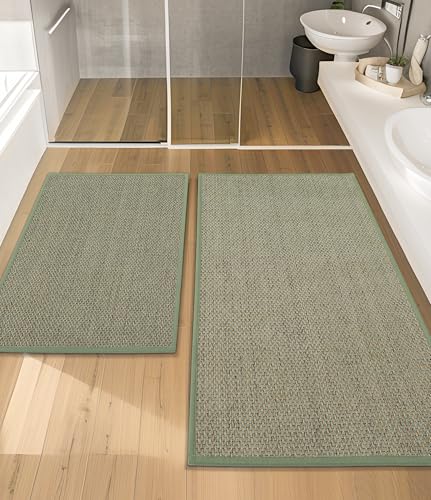 YIHOUSE Badezimmerteppich-Set, 2-teilig, grün, ultradünn, passend unter die Tür YIHOUSE Badezimmerteppich-Set, 2-teilig, grün, ultradünn, passend unter die Tür von YIHOUSE